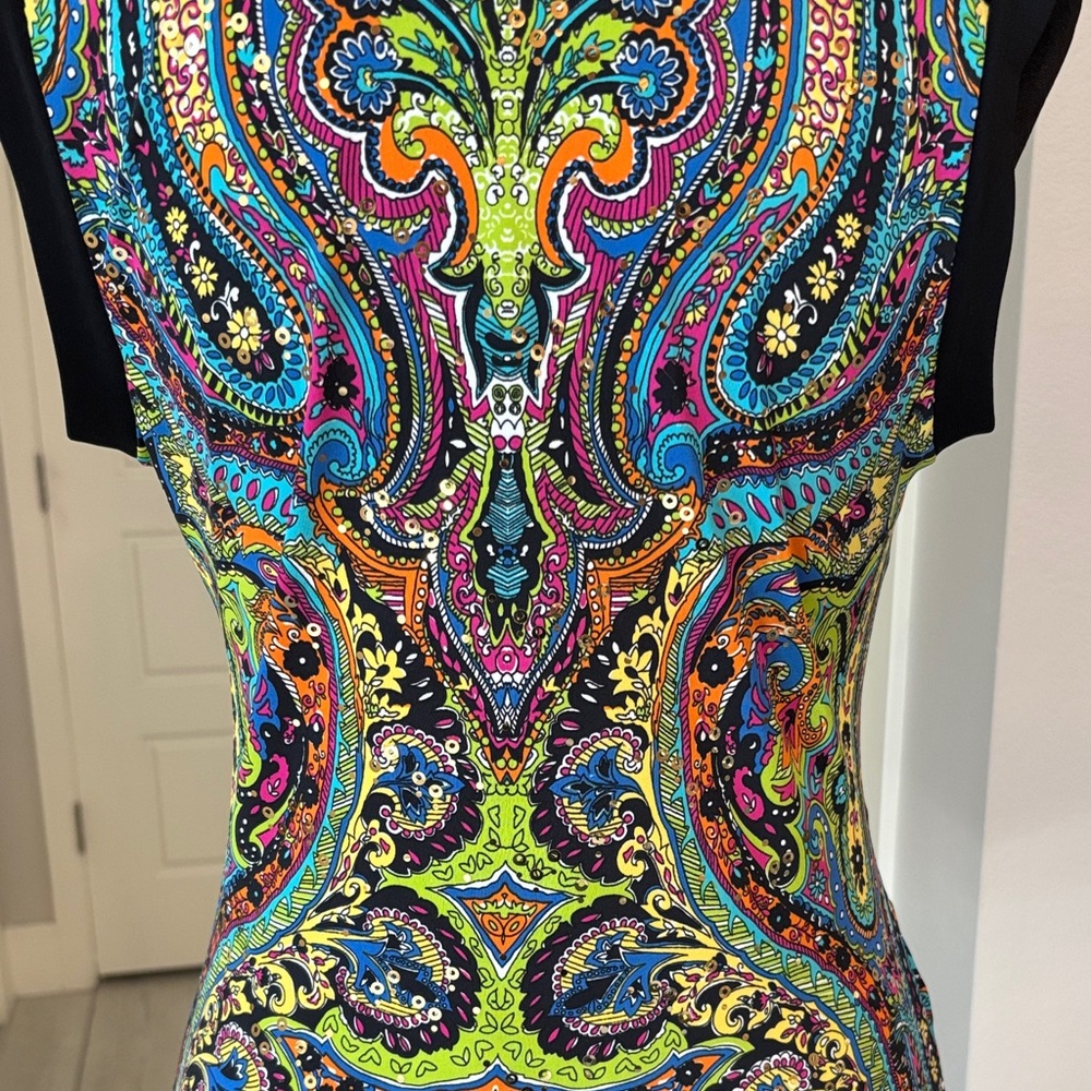 Joseph Ribkoff Sequin Multicolor Sleeveless Tunic, Swim Cover Up, Mini Dress S10 - Picture 9 of 10